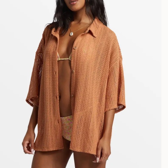 Billabong Largo Overshirt Cover Up  OUTFIT Set Toffee NWT Small/Medium - Picture 3 of 9